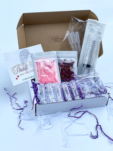 Lip Gloss Starter Kit with Pink Holographic Glitter, Clear Candy Shape Tubes, Lipgloss Business Kit.